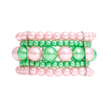 Cargar imagen en el visor de la galería, AKA Bracelet Pink Green Stacked Pearls
