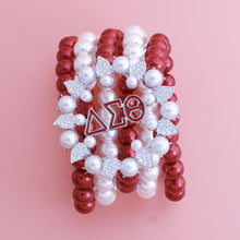 Cargar imagen en el visor de la galería, DST Bracelet Red White Pearl Delta 5 Strand for Women
