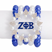 Cargar imagen en el visor de la galería, Bracelet Blue White Pearl ZPB 5 Strand for Women
