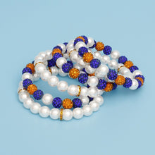 Load image into Gallery viewer, SGRHO White Pearl and Bead Memory Wire Bracelet
