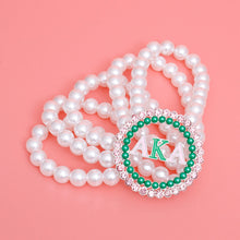 Load image into Gallery viewer, AKA Pearl Bracelet Alpha Kappa Pink Green
