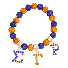 Cargar imagen en el visor de la galería, SGRHO Sorority Blue and Gold Bling Letter Bracelet
