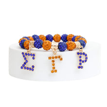 Cargar imagen en el visor de la galería, SGRHO Sorority Blue and Gold Bling Letter Bracelet
