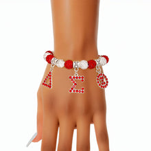 Cargar imagen en el visor de la galería, DST Sorority Red White Bling Letter Bracelet
