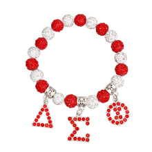 Cargar imagen en el visor de la galería, DST Sorority Red White Bling Letter Bracelet
