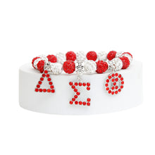 Cargar imagen en el visor de la galería, DST Sorority Red White Bling Letter Bracelet
