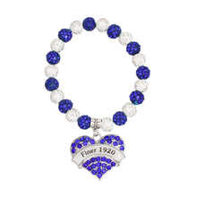 Cargar imagen en el visor de la galería, ZPB Sorority Blue White Bling Heart Charm Bracelet
