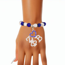 Cargar imagen en el visor de la galería, ZPB Blue White Bling Sorority Charm Bracelet
