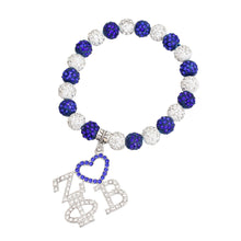 Cargar imagen en el visor de la galería, ZPB Blue White Bling Sorority Charm Bracelet
