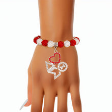 Cargar imagen en el visor de la galería, DST Red White Bling Sorority Charm Bracelet
