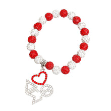 Cargar imagen en el visor de la galería, DST Red White Bling Sorority Charm Bracelet
