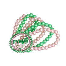 Cargar imagen en el visor de la galería, AKA Pink Green Pearl 5 Strand Pretty Girl Bracelet
