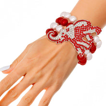Cargar imagen en el visor de la galería, DST Red White Pearl 4 Strand Elephant Bracelet
