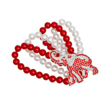 Cargar imagen en el visor de la galería, DST Red White Pearl 4 Strand Elephant Bracelet
