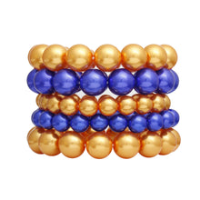 Cargar imagen en el visor de la galería, SGRHO Gold Blue Pearl Stretch 5 Pcs Bracelet Women
