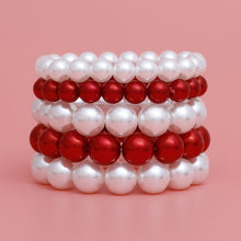 Cargar imagen en el visor de la galería, DST Red White Pearl Stretch 5 Pcs Bracelets Women
