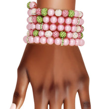 Cargar imagen en el visor de la galería, AKA Pink Pearl and Bead Memory Wire Bracelet
