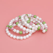 Cargar imagen en el visor de la galería, AKA White Pearl and Bead Memory Wire Bracelet
