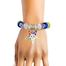 Load image into Gallery viewer, OES Sorority Rondelle Bead Star Charm Bracelet
