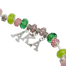 Cargar imagen en el visor de la galería, AKA Sorority Rondelle Bead Letter Charm Bracelet
