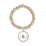 AKA Pink Green Round Charm Luster Bracelet