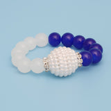 ZPB Sorority Blue White Pearl Glass Bead Bracelet