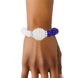 ZPB Sorority Blue White Pearl Glass Bead Bracelet