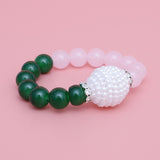 AKA Sorority Pink Green Pearl Glass Bead Bracelet