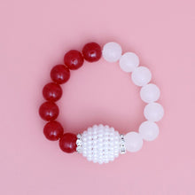 Cargar imagen en el visor de la galería, DST Sorority Red White Pearl Glass Bead Bracelet
