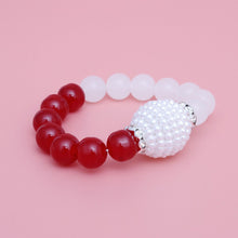 Cargar imagen en el visor de la galería, DST Sorority Red White Pearl Glass Bead Bracelet
