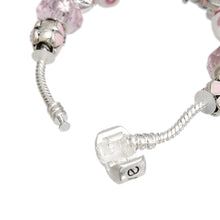 Cargar imagen en el visor de la galería, Breast Cancer Silver Hope Ribbon Charm Bracelet
