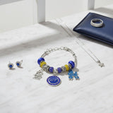 SGRHO Snake Chain Triple Charm Luxe Bead Bracelet