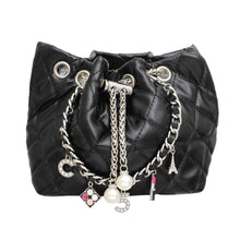 Cargar imagen en el visor de la galería, Mini Bucket Black Quilted Parisian Charm Bag
