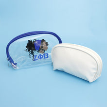 Load image into Gallery viewer, ZPB Sorority Woman Blue White Cosmetic Pouch Set
