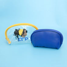 Load image into Gallery viewer, SGRHO Sorority Blue Yellow Cosmetic Pouch Set
