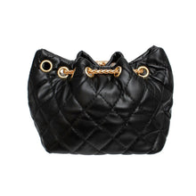 Cargar imagen en el visor de la galería, Mini Bucket Black Quilted Gold Camellia Luxe Bag
