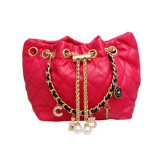 Cargar imagen en el visor de la galería, Mini Bucket Fuchsia Quilted Gold Camellia Luxe Bag

