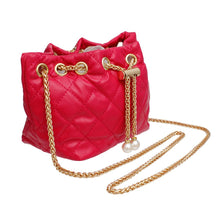 Cargar imagen en el visor de la galería, Mini Bucket Fuchsia Quilted Gold Camellia Luxe Bag
