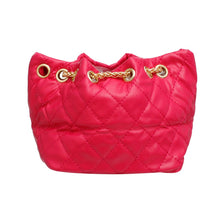 Cargar imagen en el visor de la galería, Mini Bucket Fuchsia Quilted Gold Camellia Luxe Bag
