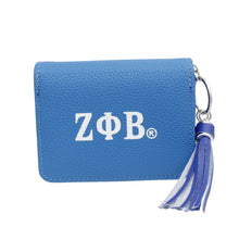 Cargar imagen en el visor de la galería, ZPB Sorority Blue Tassel Keychain Zipper Wallet
