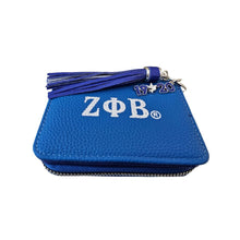 Load image into Gallery viewer, ZPB Sorority Blue Tassel Keychain Zipper Wallet
