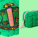 AKA Apple Green Crest Mini Quilted Puffy Pouch
