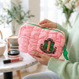 AKA Candy Pink Crest Mini Quilted Puffy Pouch