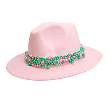 Cargar imagen en el visor de la galería, AKA Sorority Pink Fedora Pearl Band Hat for Women
