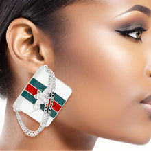 Load image into Gallery viewer, Studs Large Silver Striped Handbag Earrings Women
