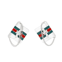 Load image into Gallery viewer, Studs Large Silver Striped Handbag Earrings Women
