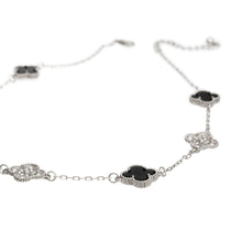 Cargar imagen en el visor de la galería, Necklace Silver Black Clover Station Pendant Women
