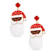 Cargar imagen en el visor de la galería, Dangle Red Large Black Santa Earrings for Women
