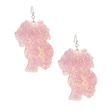 Cargar imagen en el visor de la galería, Fish Hooks Pink Glitter Natural Hair Earrings
