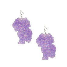 Cargar imagen en el visor de la galería, Fish Hooks Purple Glitter Natural Hair Earrings
